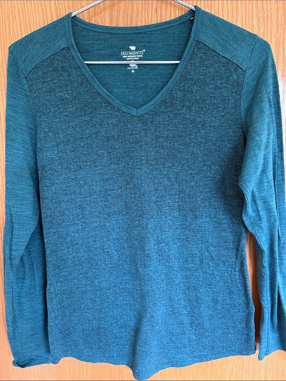 Segments Merino Wool Baselayer Top Shirt Women's Size M Teal Hiking Thermal